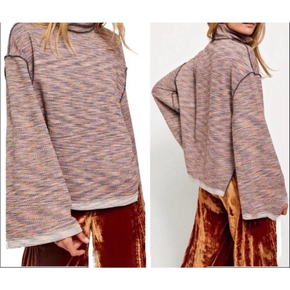We the Free “Sunny Days" OverSized TurtleNeck Tunic Lagenlook Sweater Sz.Lrg NEW